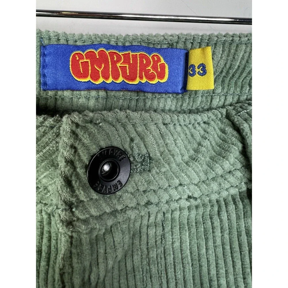 Empyre Loose Fit Mens 33 Green Corduroy Skate Pants measures 35x29 Y2K 90s